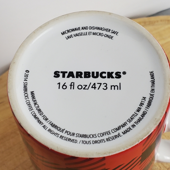 Starbucks Coffee Cup 2014 Buffalo Tartan Red Black Plaid Christmas Holiday 16oz - Picture 4 of 4